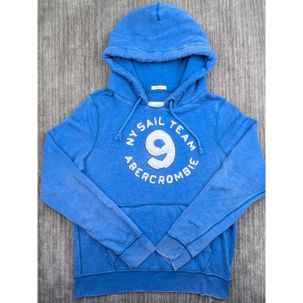 VTG Abercrombie Fitch Men's Muscle Hoodie Sweatshirt Medium Sail Team Blue Y2K